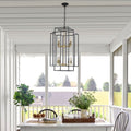 8 Lights Black & Gold Lantern Tiered Chandelier, Industrial Farmhouse Chandelier - No Bulbs Unavailable Platform- Temu