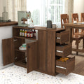 Kitchen Sideboard, Small  Countertop Organizer, Tabletop Cabinet With 2 Glass Sliding Door,3 Side Drawers & 1 Small Display Shelves, Counter Cabinet For Kitchen, Living Room, Dinning Area