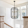 8 Lights Black & Gold Lantern Tiered Chandelier, Industrial Farmhouse Chandelier - No Bulbs Unavailable Platform- Temu