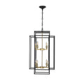 8 Lights Black & Gold Lantern Tiered Chandelier, Industrial Farmhouse Chandelier - No Bulbs Unavailable Platform- Temu