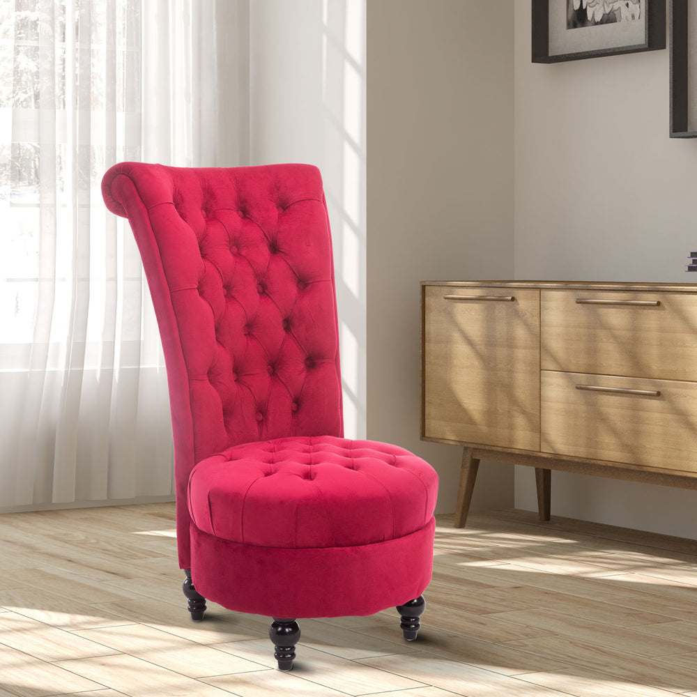 Retro High Back Armless Royal Accent Chair Upholstered Tufted Seat for Living Room